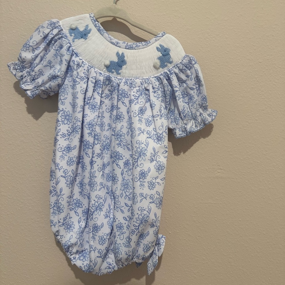 Smocked Blue Bunny Bubble